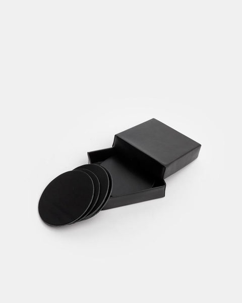 Lid Box with Coaster Set in Black