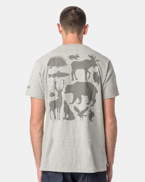 Printed Cross Crew Neck T-Shirt in Grey