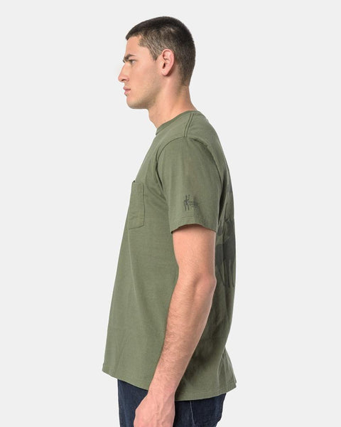 Printed Cross Crew Neck T-Shirt in Olive