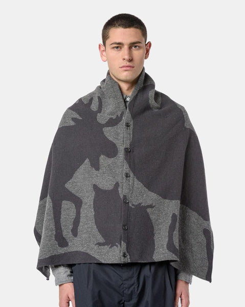 Button Shawl in Grey Animal Print by Engineered Garments at Mohawk General Store