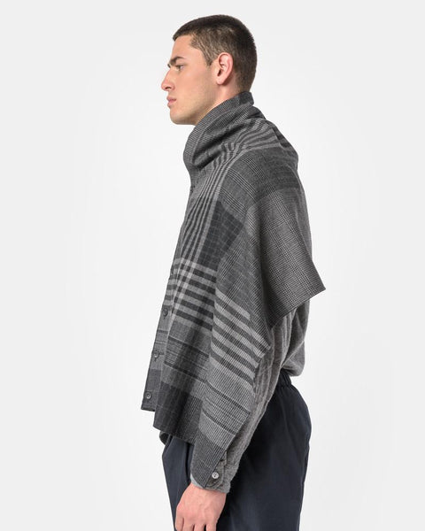 Button Shawl in Grey and Black Plaid by Engineered Garments at Mohawk General Store