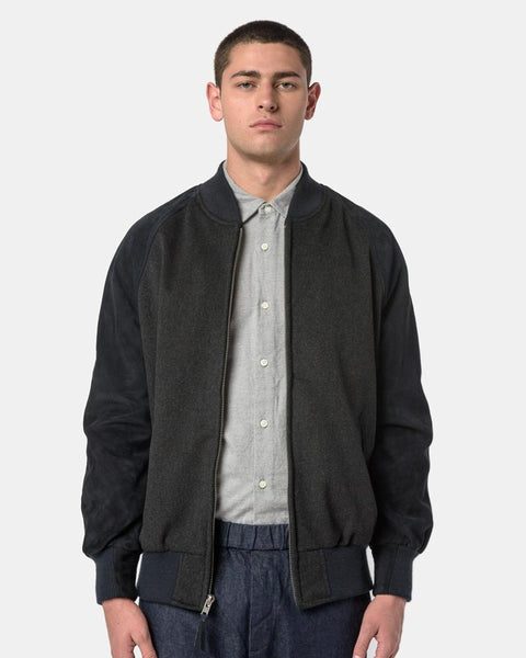Wool Varsity Jacket in Charcoal