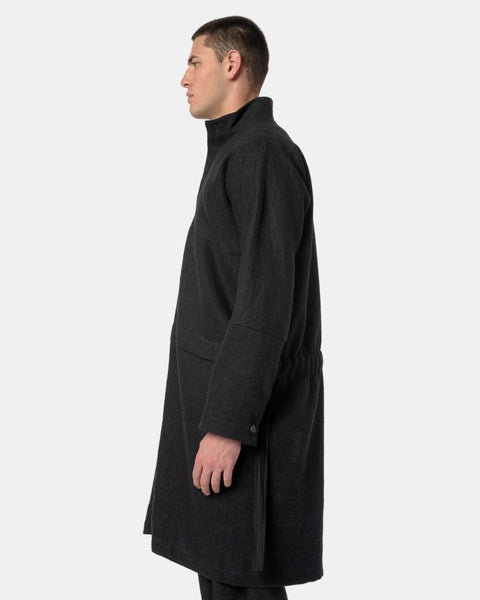 Long Coat with Backside Gathering #16 in Black