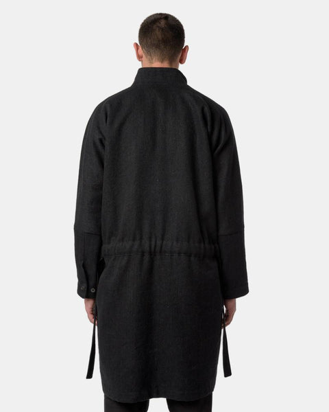 Long Coat with Backside Gathering #16 in Black