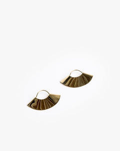 Fan Earrings in 14K Yellow Gold by Kathleen Whitaker at Mohawk General Store - 1