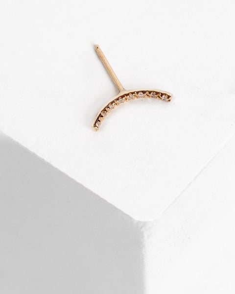Pave Moon Stud in 14k Yellow Gold by Kristen Elspeth at Mohawk General Store - 2