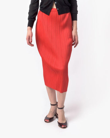 Slim Skirt in Red by Issey Miyake Pleats Please at Mohawk General Store - 1