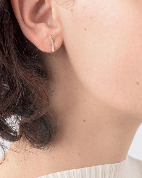 Pave Moon Stud in 14k Yellow Gold by Kristen Elspeth at Mohawk General Store - 3