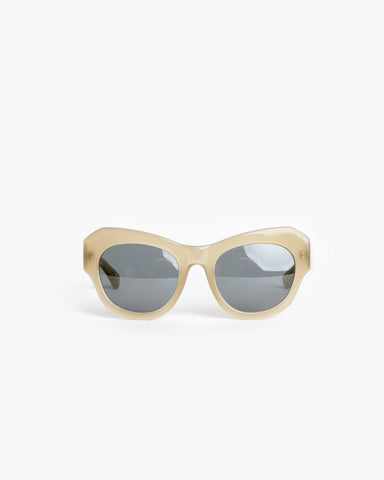 Thick Sunglasses in Khaki/Silver/Grey by Dries Van Noten x Linda Farrow at Mohawk General Store - 1