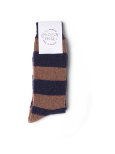 Fuzzy Socks in Navy/Camel by Howlin Mohawk General Store