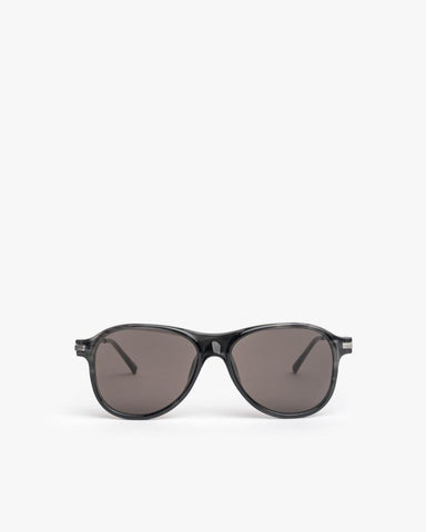 Sunglasses in Dark Grey/Brushed Nickel/Grey by Dries Van Noten x Linda Farrow at Mohawk General Store