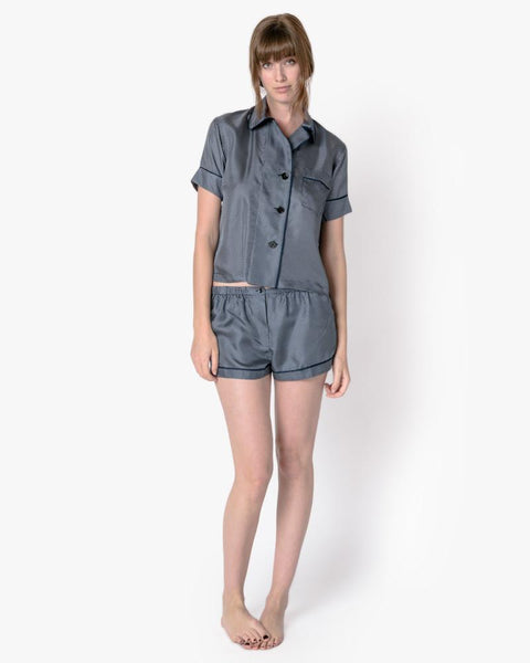 Shelby Pajama Top in Sea Dot Silk by Araks at Mohawk General Store